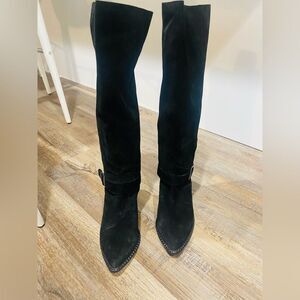 Free People black tall suede boots size 7